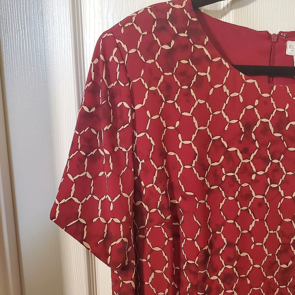 Elisabeth by Liz Claiborne Womans Silk Red Short Sleeve Maxi Lined Dress 16W - Picture 8 of 12